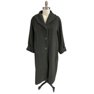 VTG YELL Germany Maxi Sack Coat Green Wool/Angora Womens Sz 38/M/L